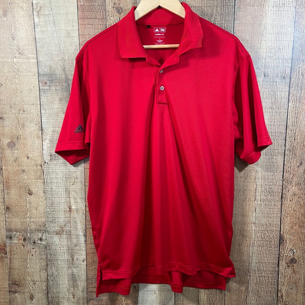 Adidas Golf Climalite Performance Polo Shirt Large Red Short Sleeve Jersey Men